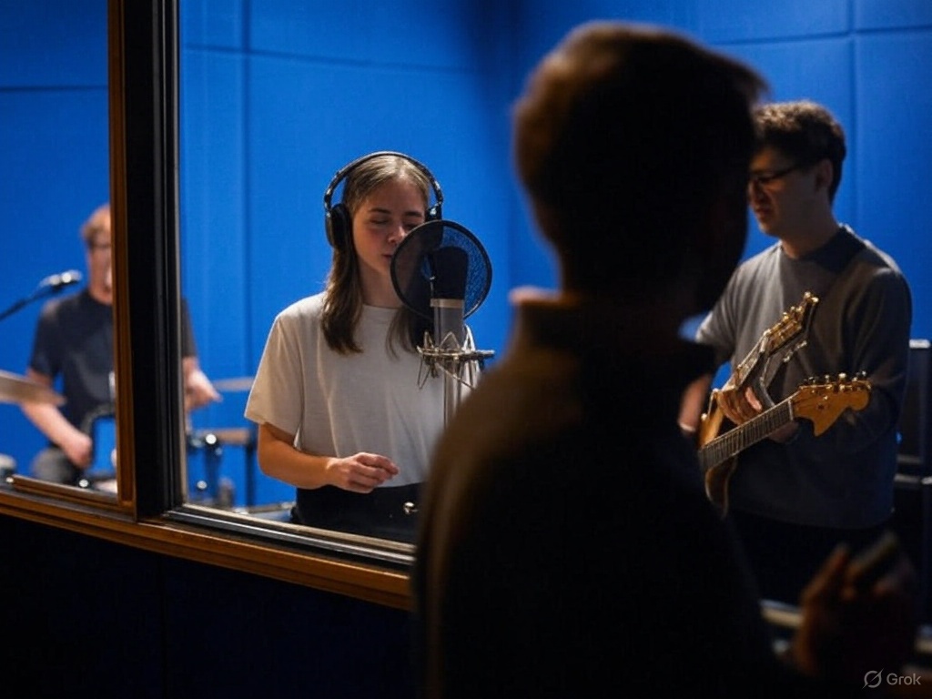 Singer working with a vocal coach during a lesson