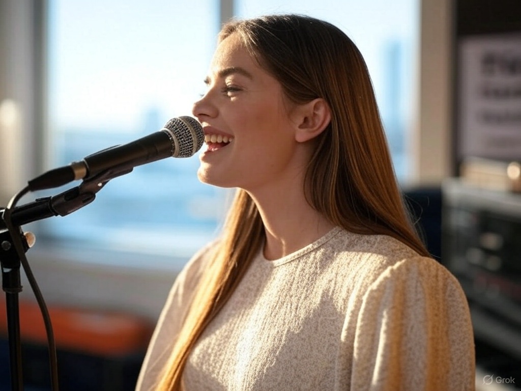 Singer learning microphone and vocal technique
