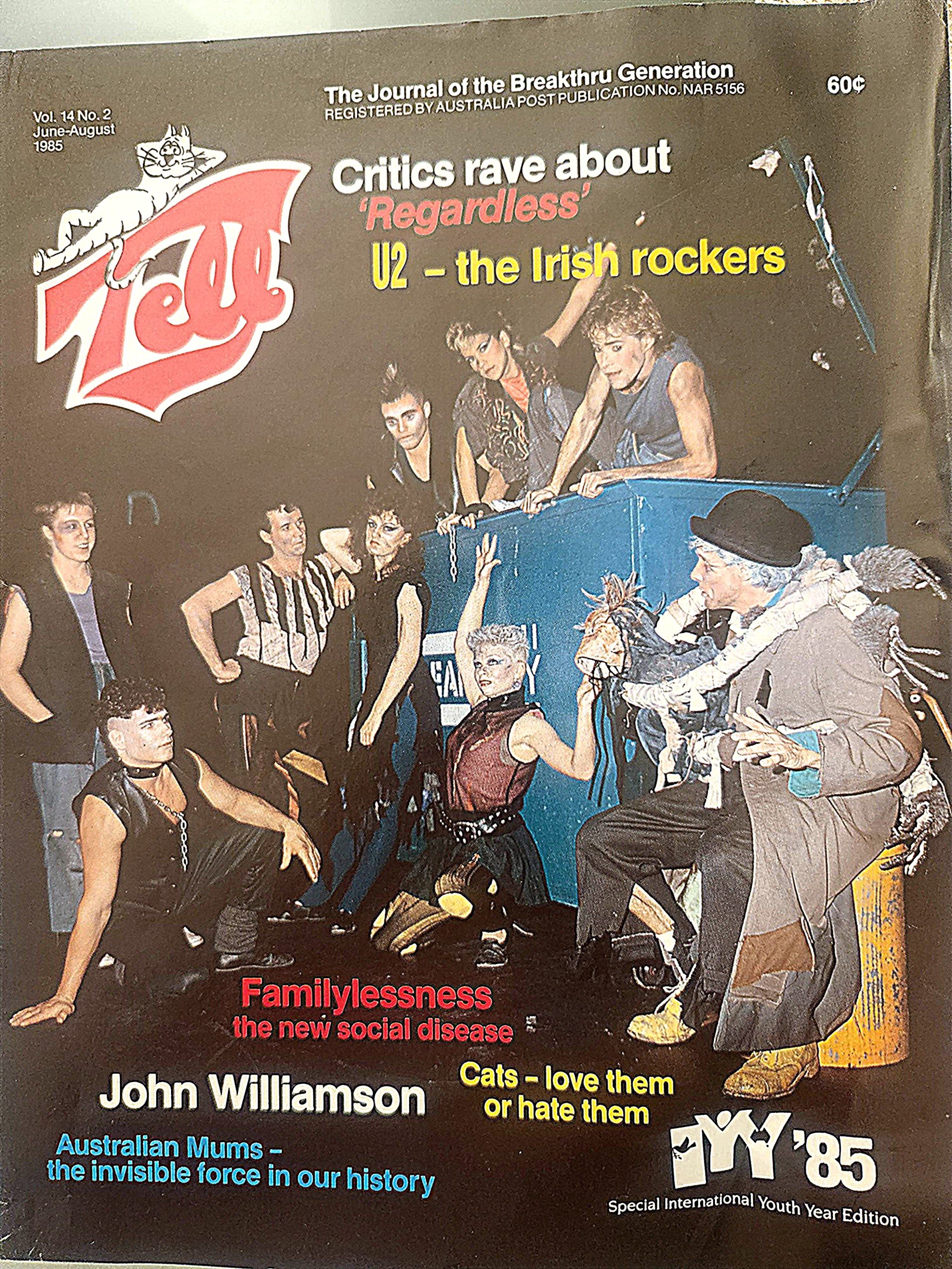 National magazine cover featuring the Regardless theatre production, June–August 1985